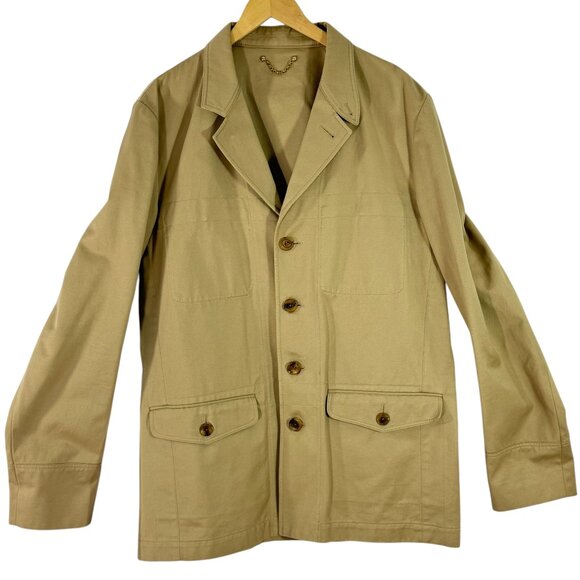 LOUIS VUITTON Beige Cotton Men's Blazer Military Jacket Marked as "56" - Picture 1 of 16
